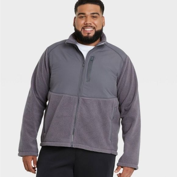 All in Motion Sherpa Fleece Zip Up Jacket Gray Small NWT - Picture 1 of 9